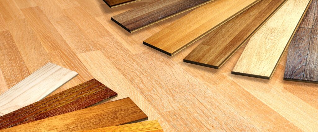 A mix of timber floor boards